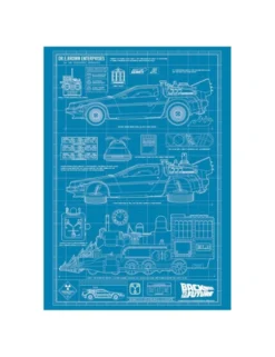 Fanattik Back to the Future Art Print Time Machine Blueprint Limited Edition