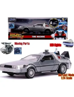 Jada Toys Diecast Model 1/24 Scale Back To The Future II DMC Delorean Time Machine with Lights